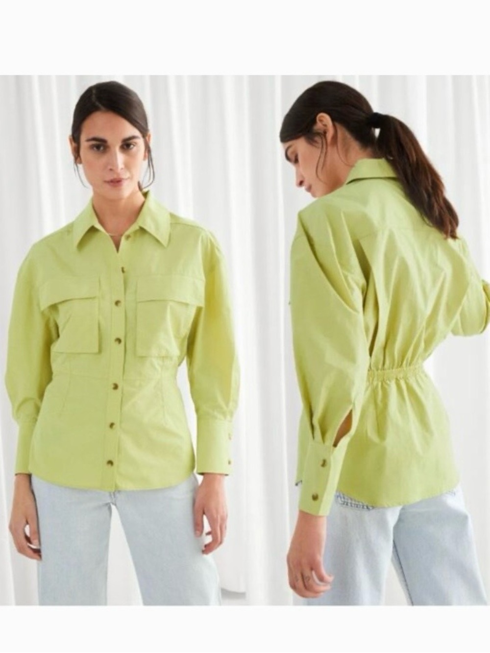 & Other stories women’s long sleeves button down top size 4 Euc capsule minimal